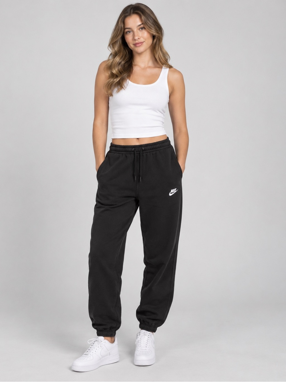 Nike Women’s Black Fleece Jogger Sweatpants Size Small Swoosh Logo